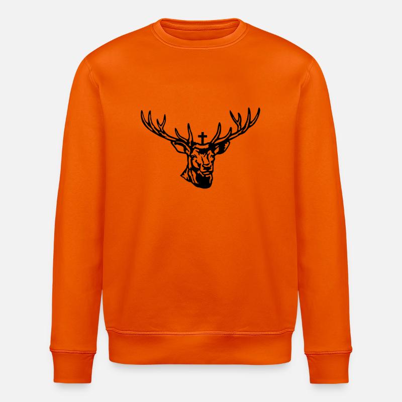 Hirschkopf Hirschgeweih schwarz - Stanley/Stella Unisex Bio-Sweatshirt ROLLER - Tieforange