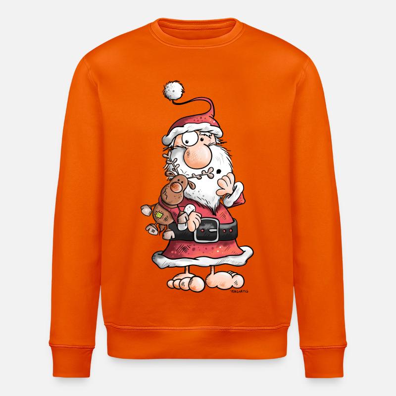 Weihnachtsmann knuddelt Rentier - Stanley/Stella Unisex Bio-Sweatshirt ROLLER - Tieforange