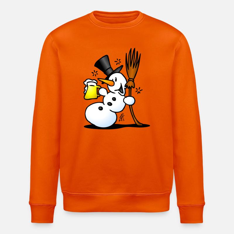 Schneemann mit einem Drink - Stanley/Stella Unisex Bio-Sweatshirt ROLLER - Tieforange