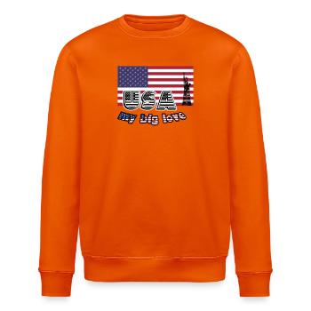 Big Love USA, USA, Liebe, Amerika, Geschenk - Stanley/Stella Unisex Bio-Sweatshirt ROLLER - Tieforange - Vorne - Nik (191cm)