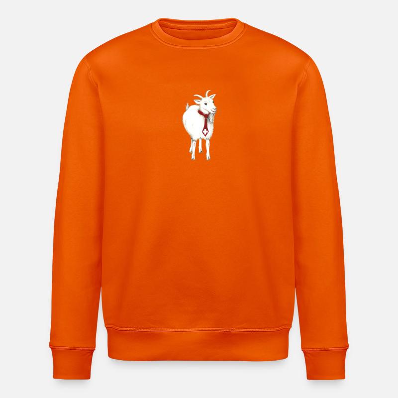 Lustige "Ziege mit schweizer Kravatte" - Stanley/Stella Unisex Bio-Sweatshirt ROLLER - Tieforange
