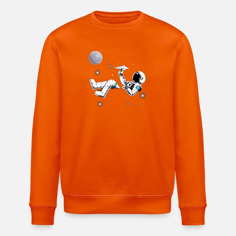Astronaut. Astronaut spielt. Papierflieger - Stanley/Stella Unisex Bio-Sweatshirt ROLLER - Tieforange