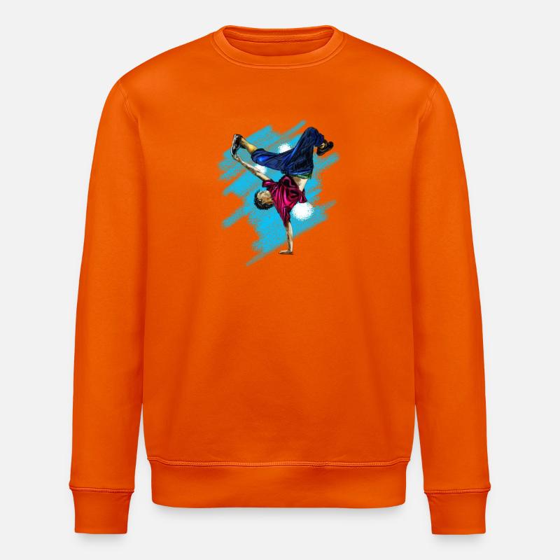 Dynamischer Streetdance Akrobatik-Design - Stanley/Stella Unisex Bio-Sweatshirt ROLLER - Tieforange
