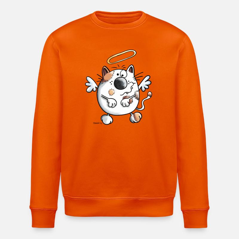 Schutzengel Katze Engel Cartoon  - Stanley/Stella Unisex Bio-Sweatshirt ROLLER - Tieforange