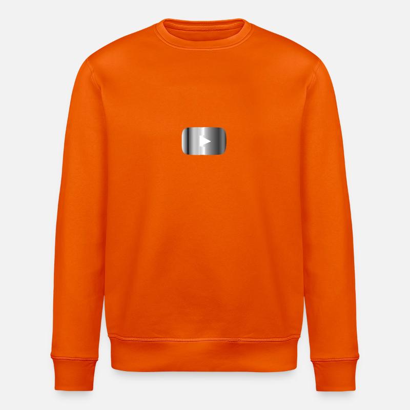 Silver Play Button - Stanley/Stella ROLLER Unisex Organic Sweatshirt - bright orange