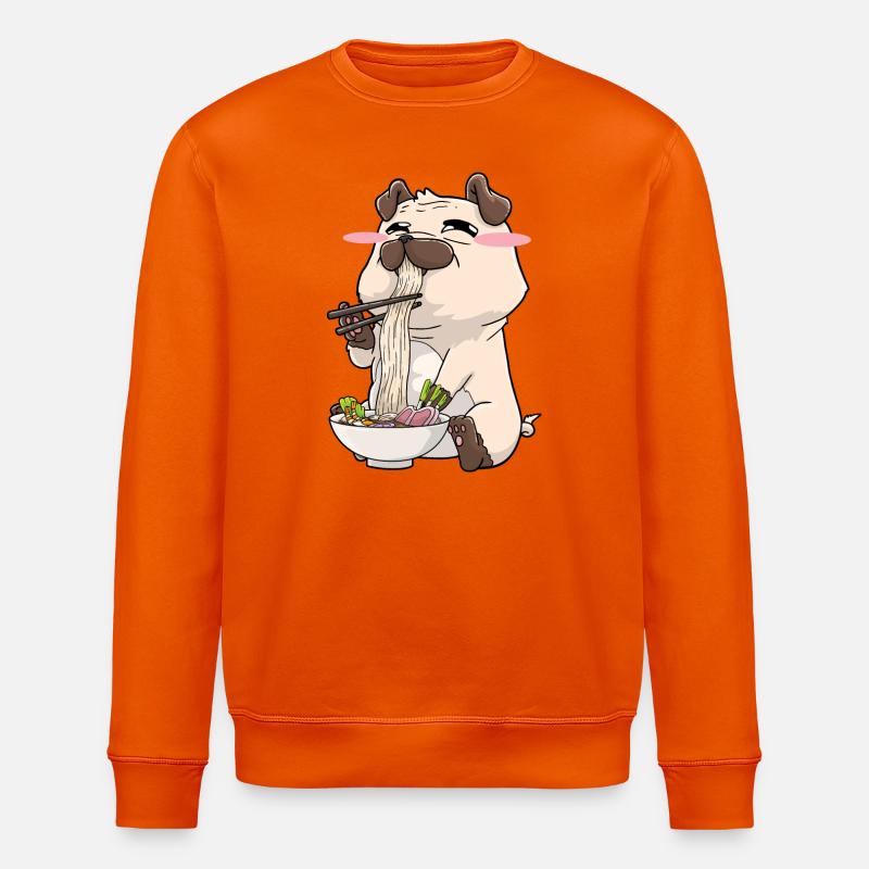 Mops isst Ramen - Stanley/Stella Unisex Bio-Sweatshirt ROLLER - Tieforange