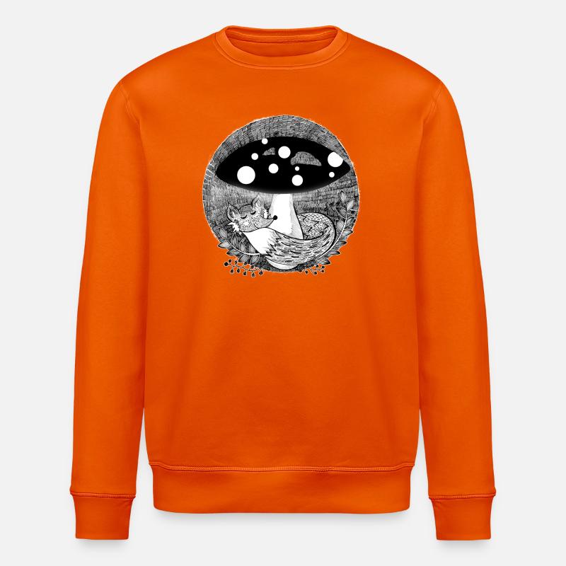 Fox illustration black and white - Stanley/Stella ROLLER Unisex Organic Sweatshirt - bright orange