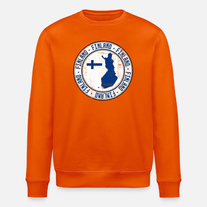 Finland Map Circular Crest with Flag - Stanley/Stella ROLLER Unisex Organic Sweatshirt - bright orange