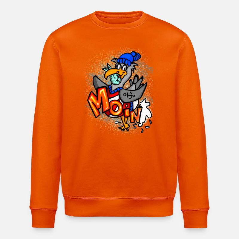 Moin Möwe Nordsee Cartoon - Stanley/Stella Unisex Bio-Sweatshirt ROLLER - Tieforange