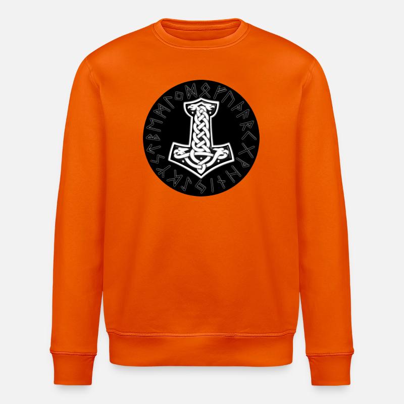 Mjölnir Celtic Runic Knot - Stanley/Stella ROLLER Unisex Organic Sweatshirt - bright orange