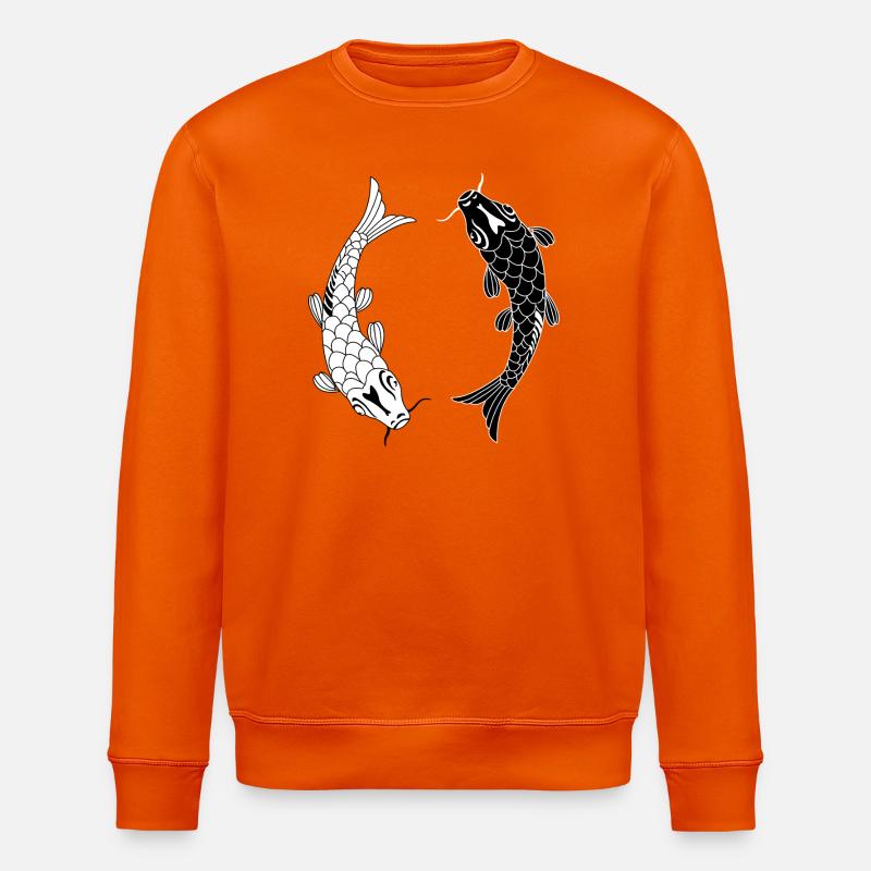 Poisson noir blanc Ying et yang - Sweat bio ROLLER Stanley/Stella Unisexe - orange profond
