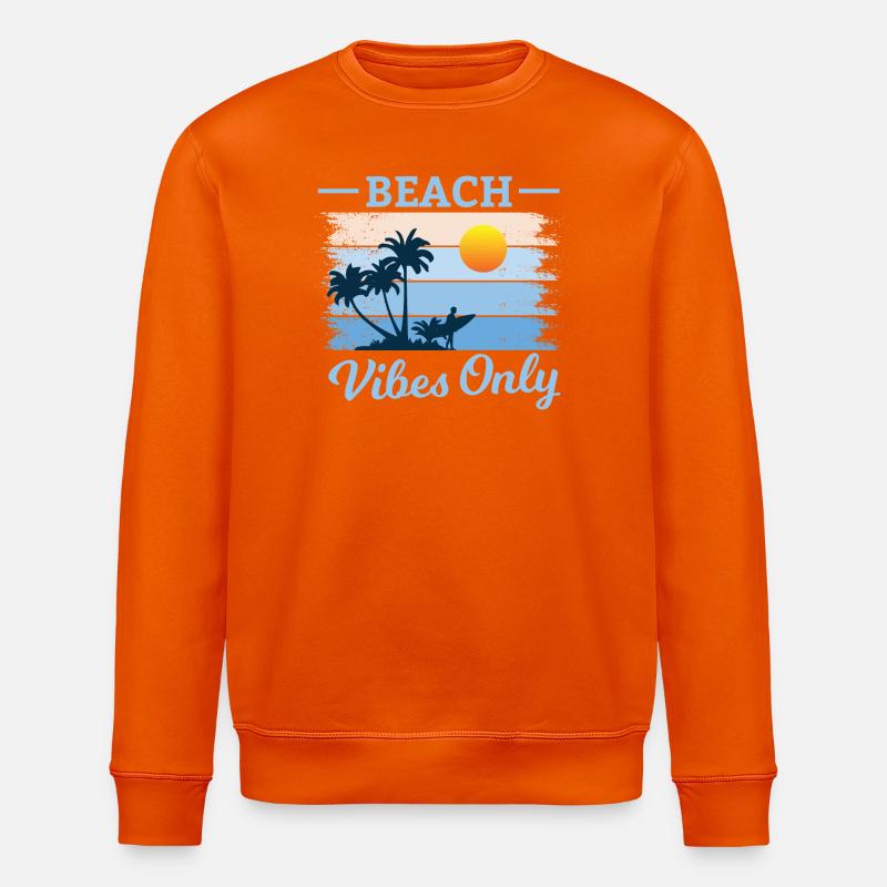 Beach Palm Tree Sunset Design - Stanley/Stella ROLLER Unisex Organic Sweatshirt - bright orange