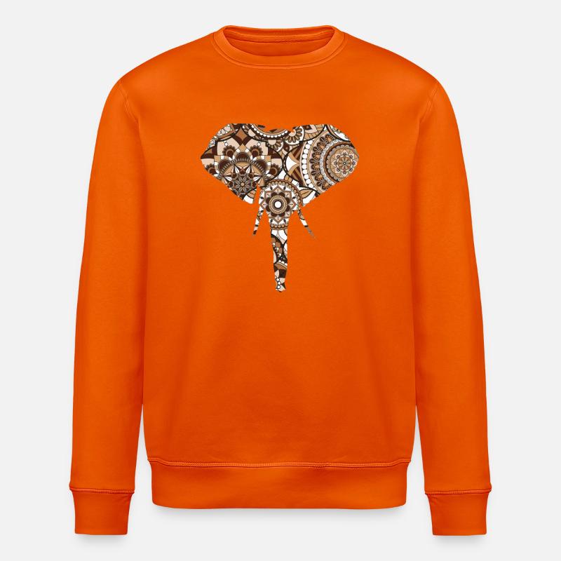 Elephant pattern - Stanley/Stella ROLLER Unisex Organic Sweatshirt - bright orange