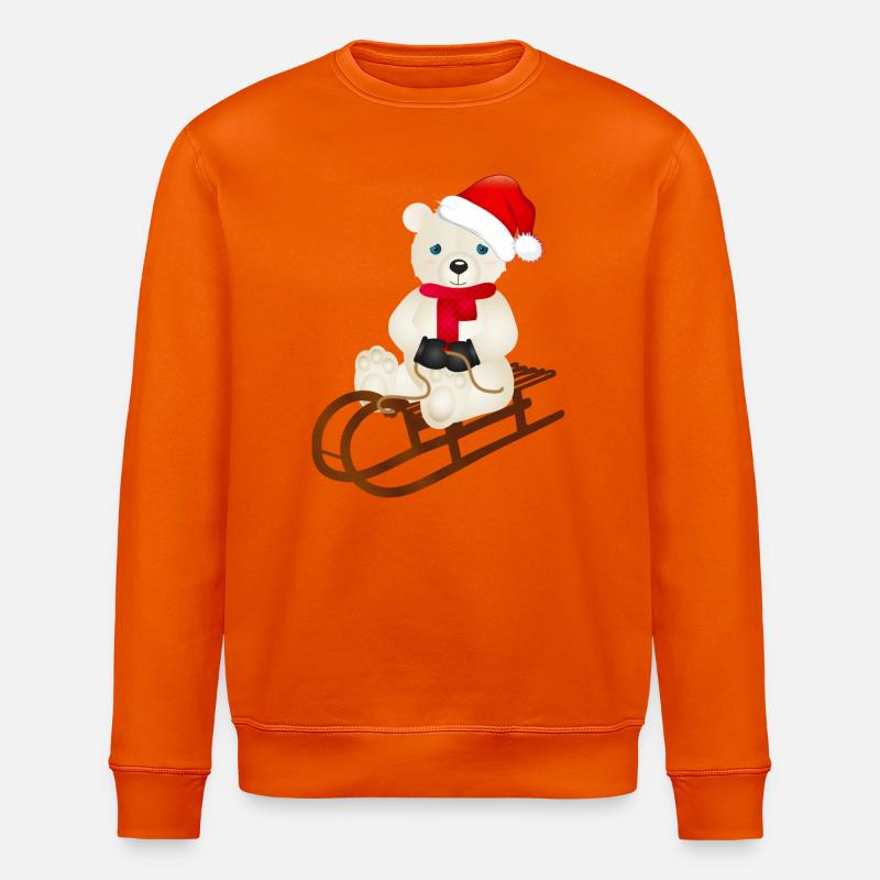 enchanting polar bear while sledging - Stanley/Stella ROLLER Unisex Organic Sweatshirt - bright orange
