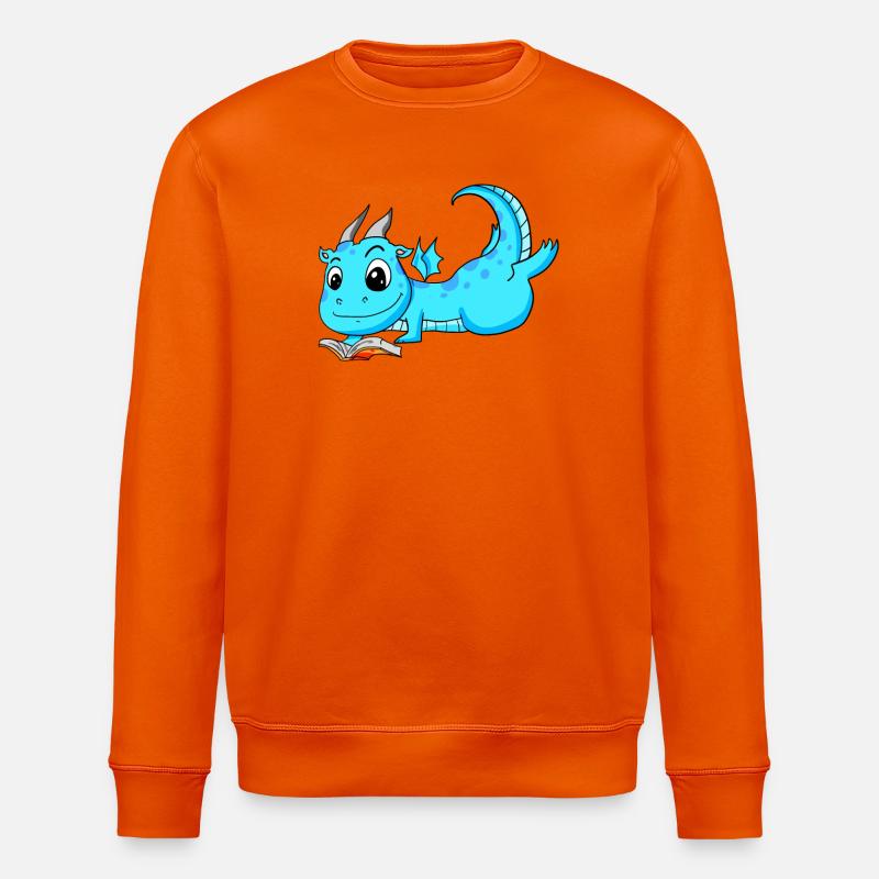 Bücher Drache Drachen - Stanley/Stella Unisex Bio-Sweatshirt ROLLER - Tieforange