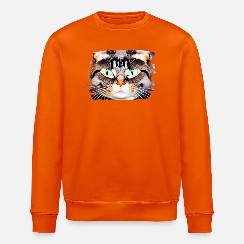 Neon Katzenblick Porträt - Stanley/Stella Unisex Bio-Sweatshirt ROLLER - Tieforange