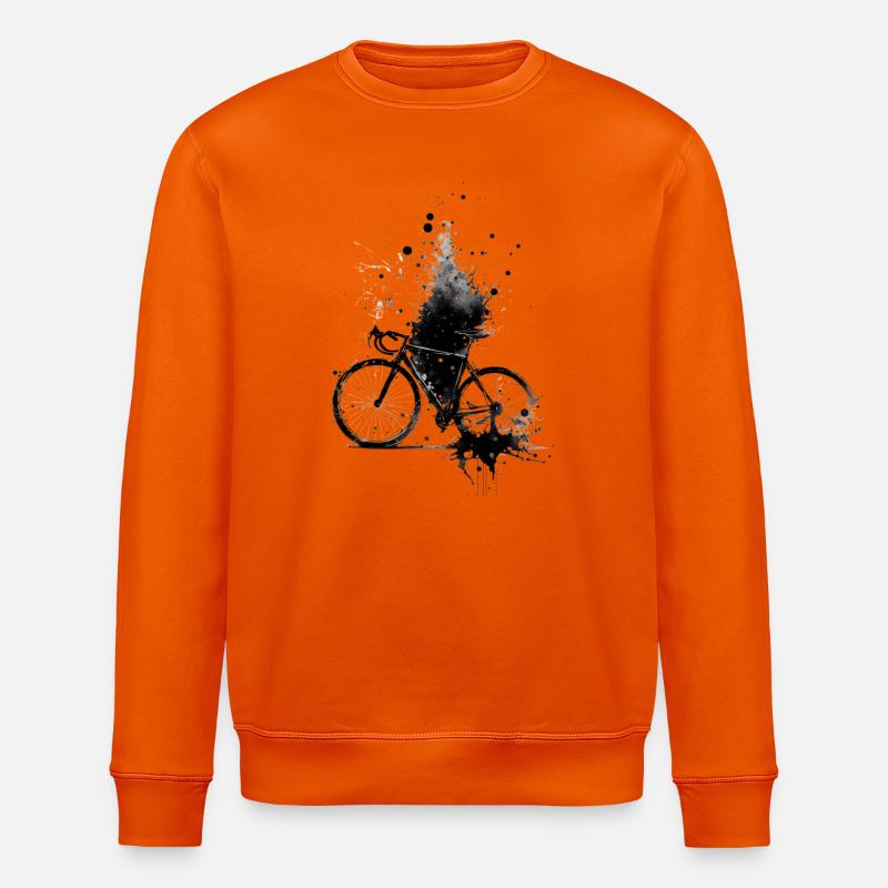 Fahrrad im Aquarellspritzer - Stanley/Stella Unisex Bio-Sweatshirt ROLLER - Tieforange