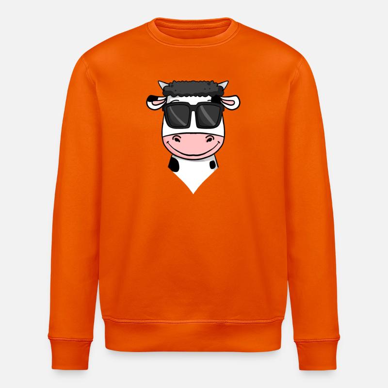 Kuh mit Sonnenbrille - Stanley/Stella Unisex Bio-Sweatshirt ROLLER - Tieforange