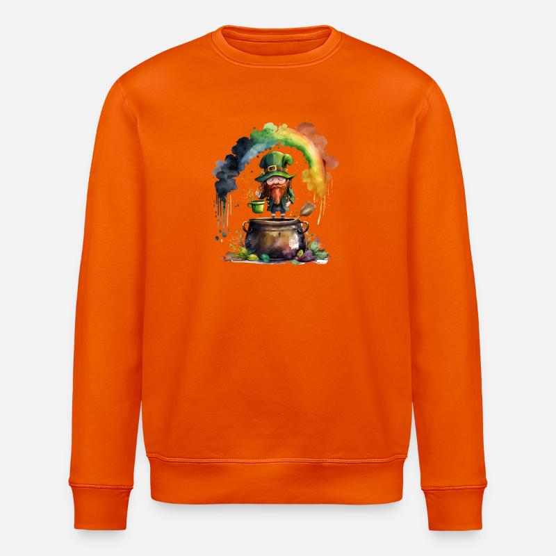 Leprechaun Kobold unter einem Regenbogen - Stanley/Stella Unisex Bio-Sweatshirt ROLLER - Tieforange