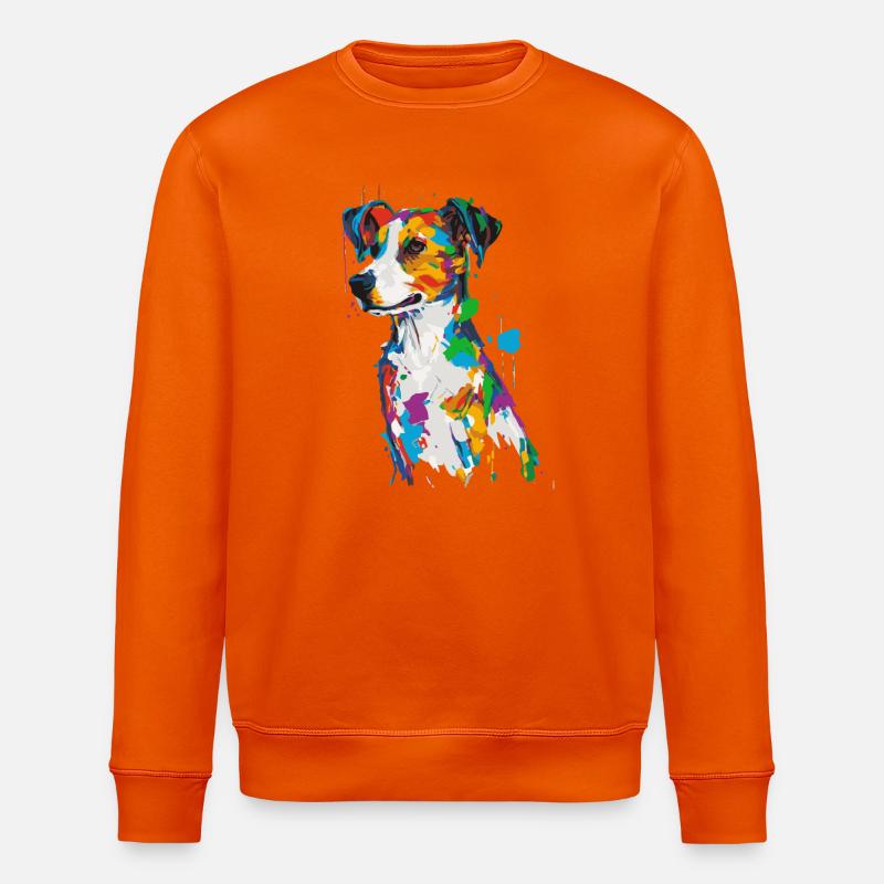 Bunter Hund mit Farbspritzern - Stanley/Stella Unisex Bio-Sweatshirt ROLLER - Tieforange