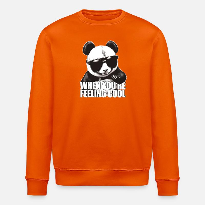 Cool panda feeling good - Stanley/Stella ROLLER Unisex Organic Sweatshirt - bright orange