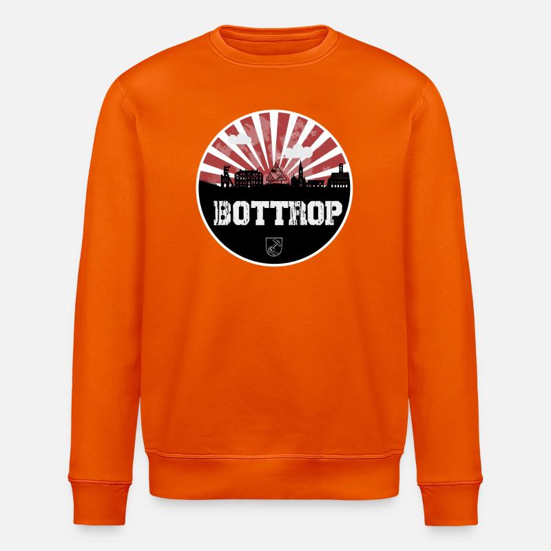 Bottrop Skyline Red & White - Stanley/Stella ROLLER Unisex Organic Sweatshirt - bright orange
