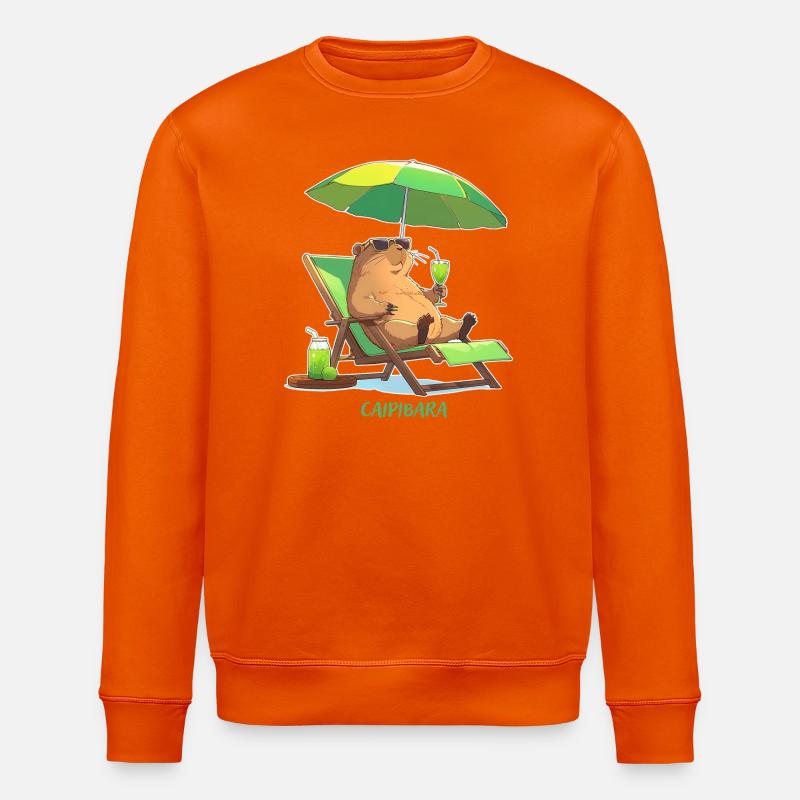 Caipibara Sommer Capybara Motiv - Stanley/Stella Unisex Bio-Sweatshirt ROLLER - Tieforange