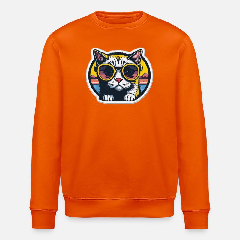 Chat avec lunettes - Sweat bio ROLLER Stanley/Stella Unisexe - orange profond