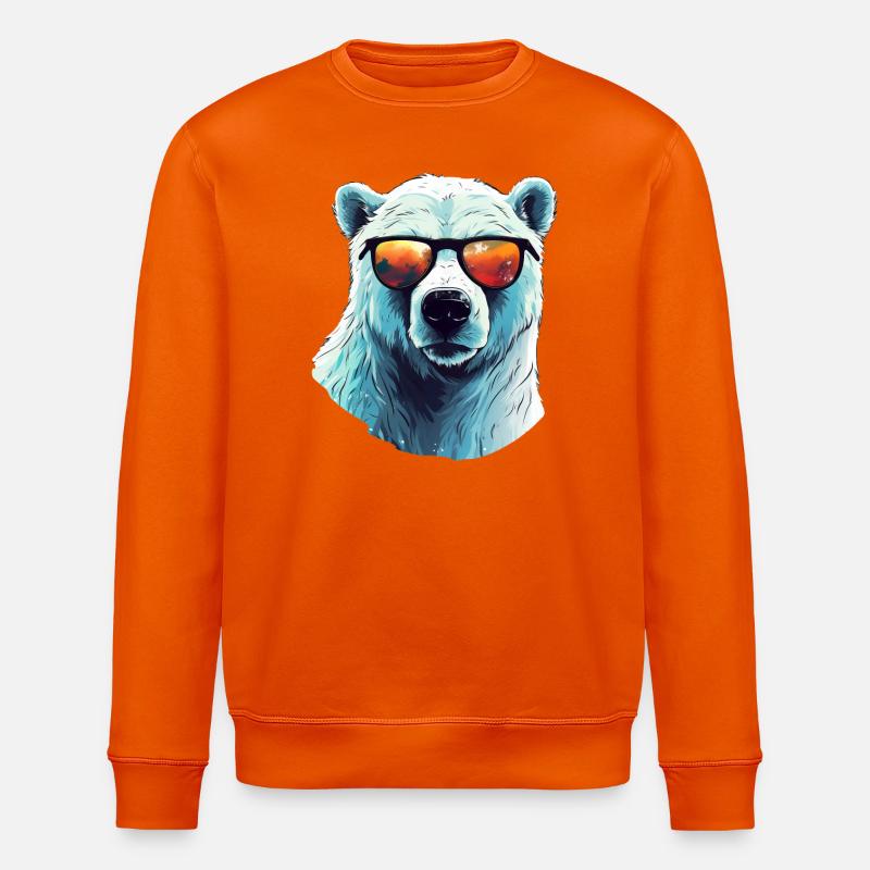 Cooler Eisbär mit Sonnenbrille - Stanley/Stella Unisex Bio-Sweatshirt ROLLER - Tieforange