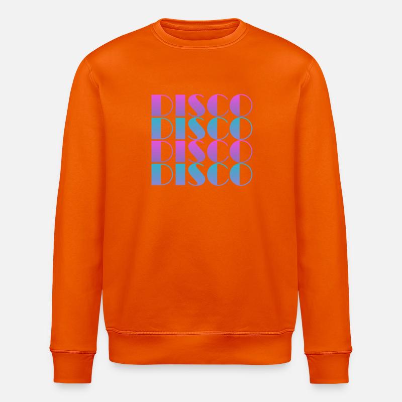 Vibrant Disco Text Pattern Design - Stanley/Stella ROLLER Unisex Organic Sweatshirt - bright orange