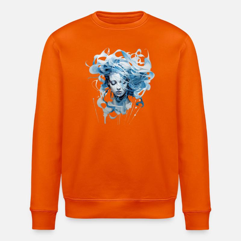 Kunstgemälde "Bläuliche Frau" - Druck Design - Stanley/Stella Unisex Bio-Sweatshirt ROLLER - Tieforange