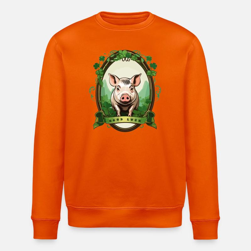 Glücksschweinchen - Stanley/Stella Unisex Bio-Sweatshirt ROLLER - Tieforange
