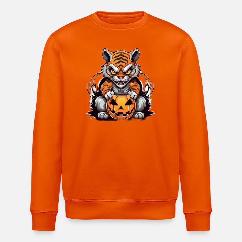 Grimmiger Tiger Halloween Design - Stanley/Stella Unisex Bio-Sweatshirt ROLLER - Tieforange