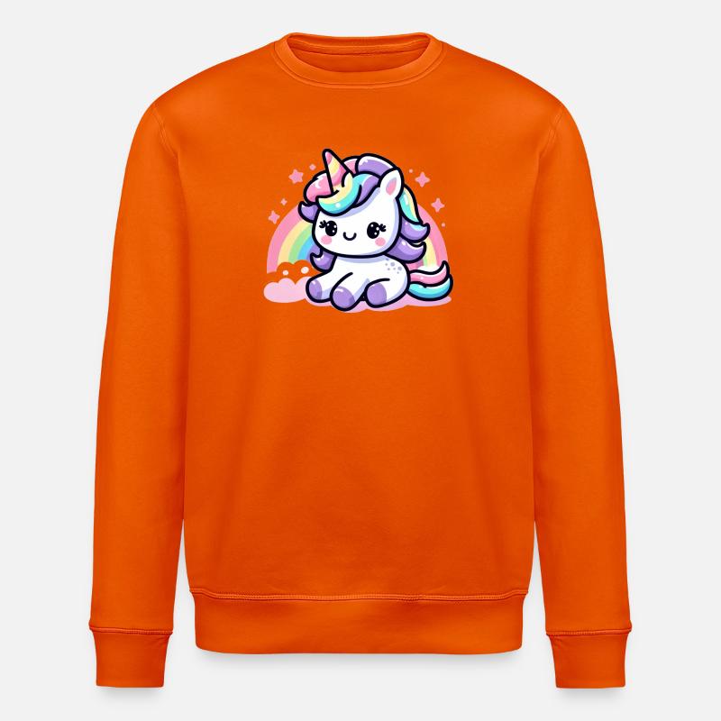 Niedliche Regenbogen-Einhorn-Illustration - Stanley/Stella Unisex Bio-Sweatshirt ROLLER - Tieforange