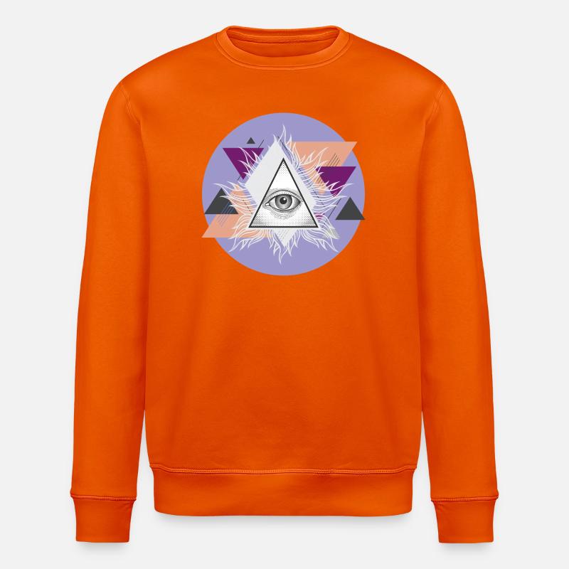Geometric Triangular Eye with Auras - Stanley/Stella ROLLER Unisex Organic Sweatshirt - bright orange
