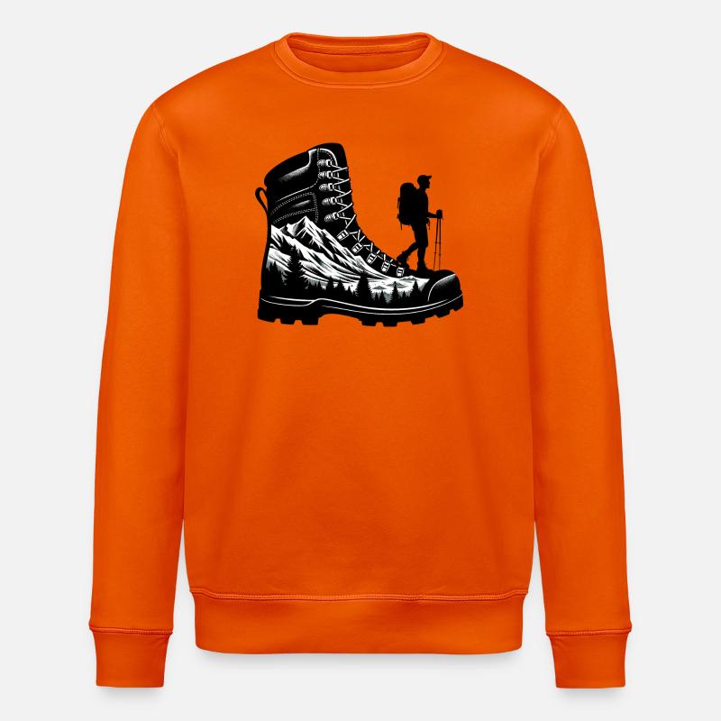 Drawing Hiker Bergwanderschuh - Stanley/Stella Unisex Bio-Sweatshirt ROLLER - Tieforange