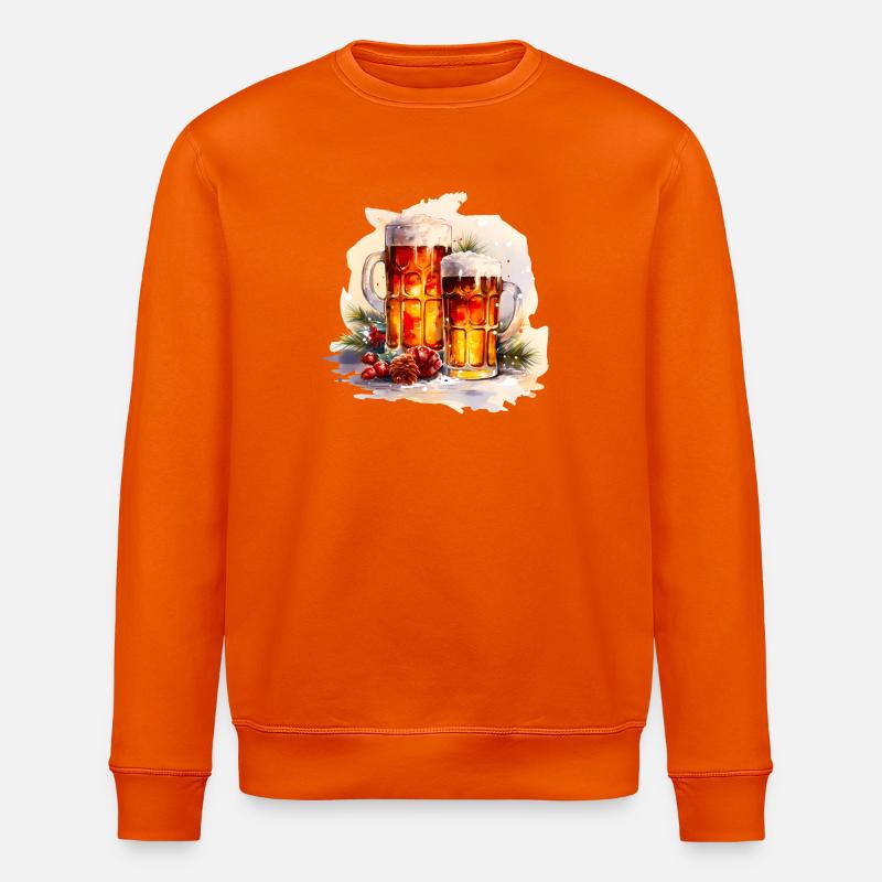 Bière à l’aquarelle dans la neige - Sweat bio ROLLER Stanley/Stella Unisexe - orange profond
