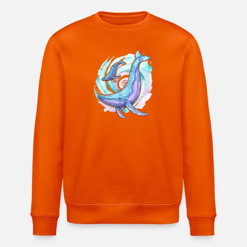 Humpback whale with calf - Stanley/Stella ROLLER Unisex Organic Sweatshirt - bright orange