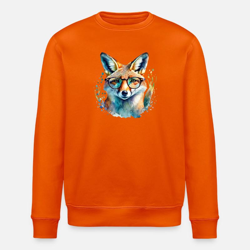 Fuchs mit Brille - Stanley/Stella Unisex Bio-Sweatshirt ROLLER - Tieforange