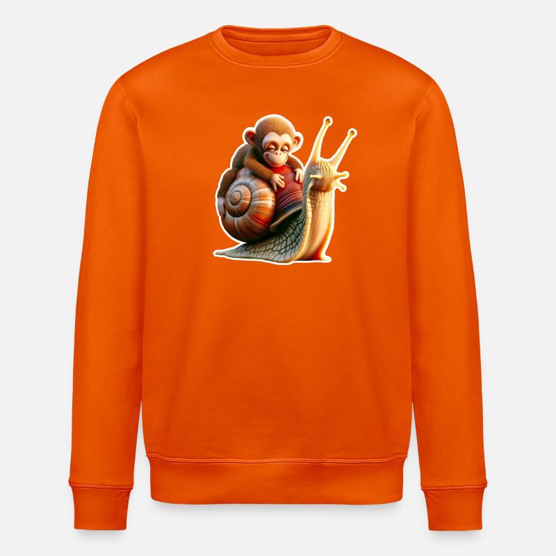 Singe sur l’escargot : amitié joueuse - Sweat bio ROLLER Stanley/Stella Unisexe - orange profond