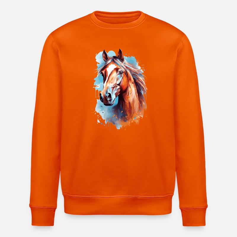 Aqaurell Pferd Design - Stanley/Stella Unisex Bio-Sweatshirt ROLLER - Tieforange