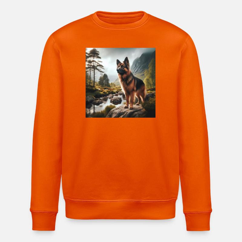 Deutscher Schäferhund Kunst - Stanley/Stella Unisex Bio-Sweatshirt ROLLER - Tieforange