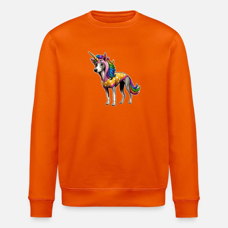 Whippet im Einhorn-Anzug - Stanley/Stella Unisex Bio-Sweatshirt ROLLER - Tieforange