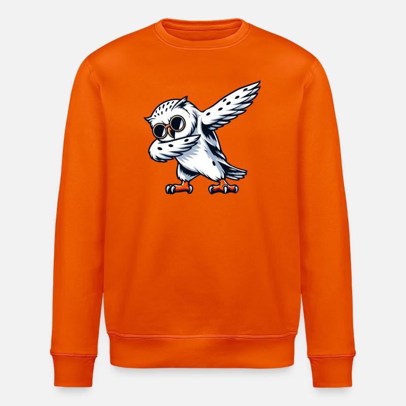 Cool Snowy Owl Dabbing Pose - Stanley/Stella ROLLER Unisex Organic Sweatshirt - bright orange