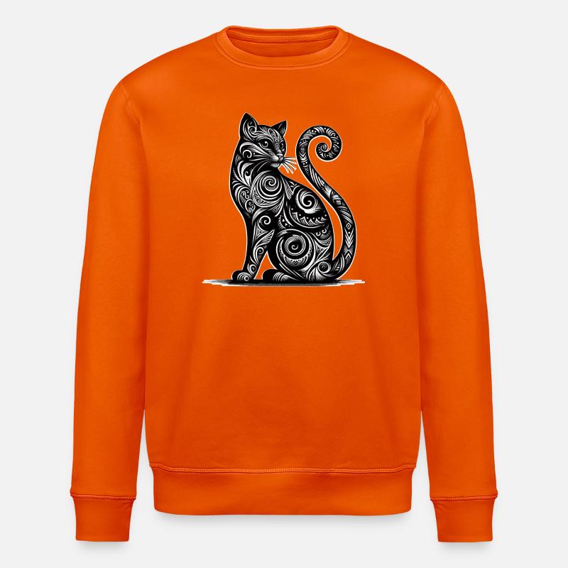 Ornamentkatze Tribalstil - Stanley/Stella Unisex Bio-Sweatshirt ROLLER - Tieforange