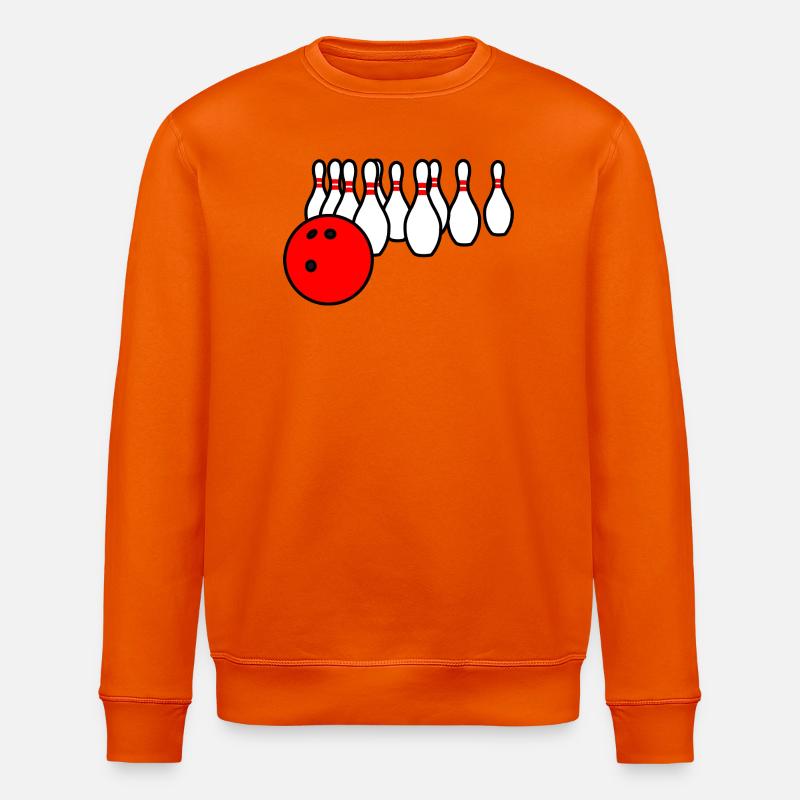 Bowlingkugel mit Pins - Stanley/Stella Unisex Bio-Sweatshirt ROLLER - Tieforange