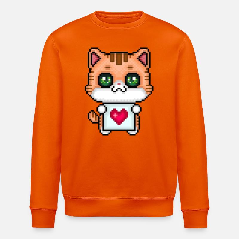 Chaton aimant les pixels - Sweat bio ROLLER Stanley/Stella Unisexe - orange profond