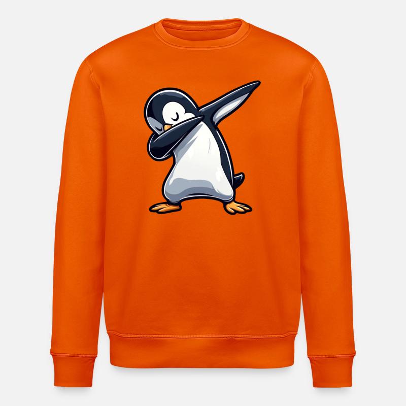 Penguin Dab Dabbing Cool Relaxed - Stanley/Stella ROLLER Unisex Organic Sweatshirt - bright orange