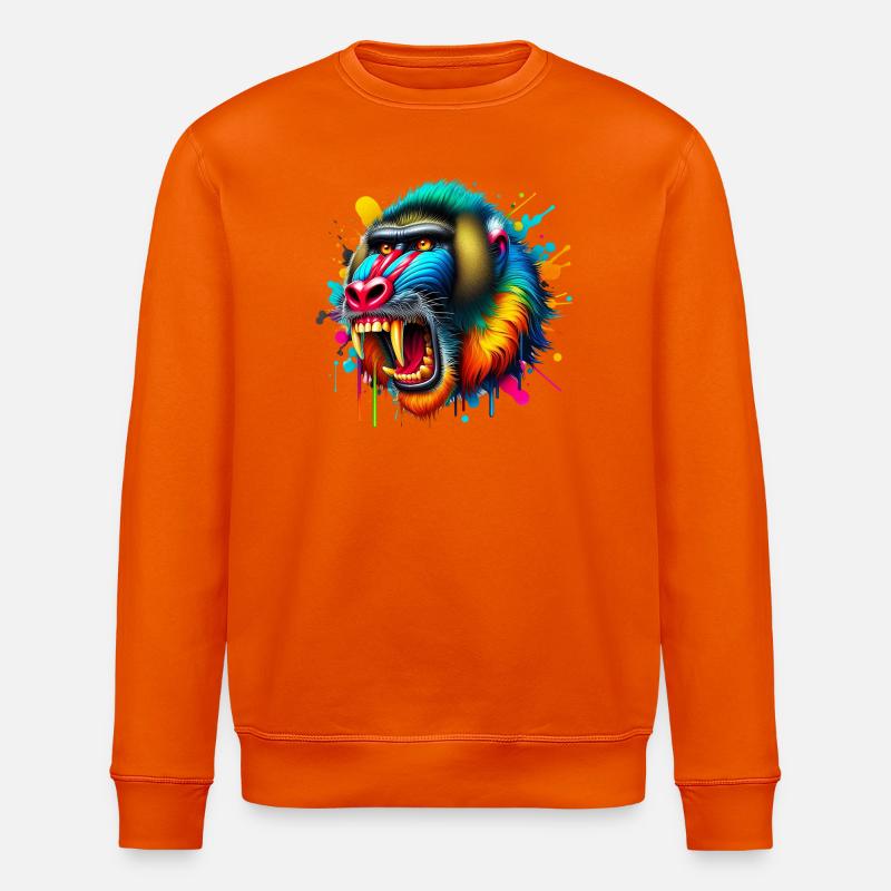 Mandrill Monkey - Stanley/Stella ROLLER Unisex Organic Sweatshirt - bright orange
