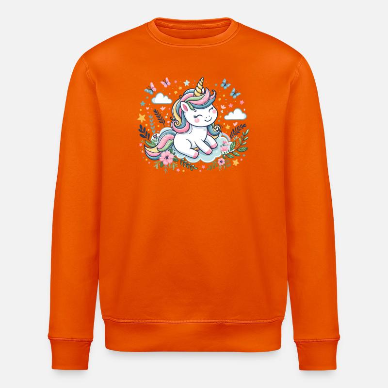 Niedliches Einhorn - Stanley/Stella Unisex Bio-Sweatshirt ROLLER - Tieforange